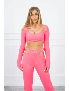 Súprava s blúzkou top ružová neónová