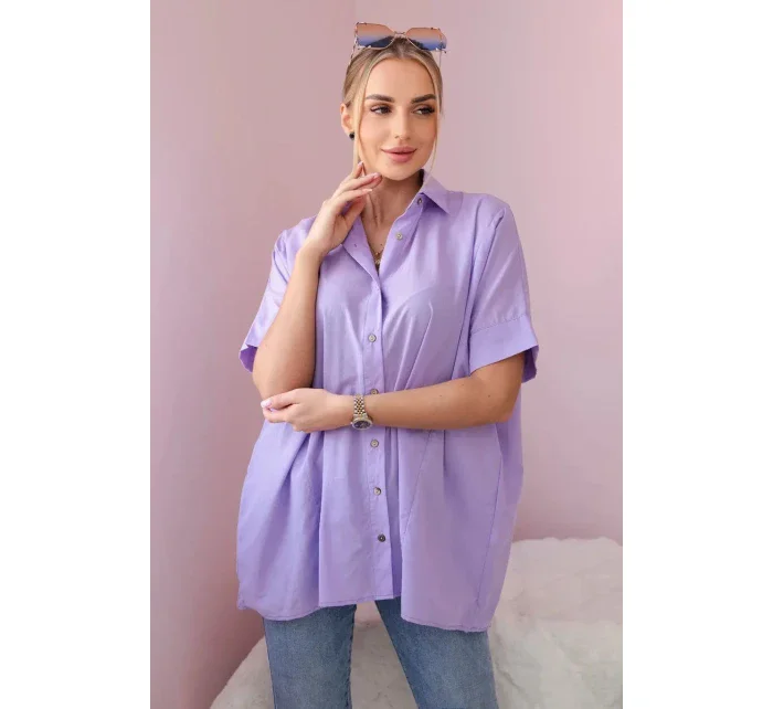 Bavlnené tričko s krátkym rukávom fialové