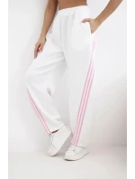 Dámske viskózové nohavice s lampasom butter white