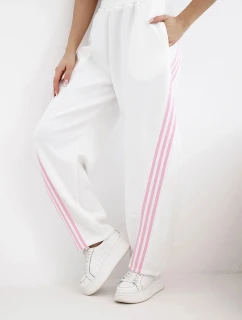 Dámske viskózové nohavice s lampasom butter white