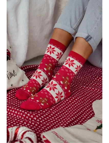 Dámské Punčochy Vánoční model 21780626 Červené - Milena