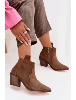 Kovbojky z pravé semišové kůže model 22035885 Khaki - Zazoo