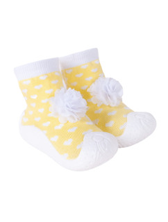 Yoclub Detské dievčenské protišmykové ponožky s gumovou podrážkou OBO-0137G-AA0B žltá