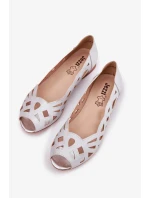 Dámske perforované baleríny Calgis s otvorenou špičkou - strieborné