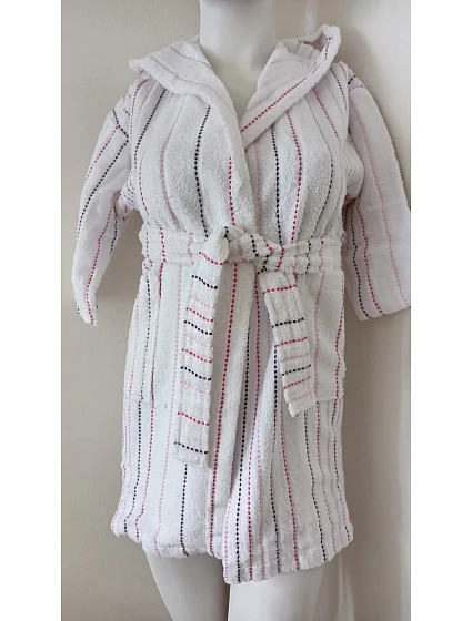 AKCE Dívčí župan s kapucí  bílý s proužkem  model 19368050 - Vestis