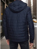 Pánská přechodná prošívaná bunda s kapucí tmavě modrá Dstreet model 21983038 - FashionStreet