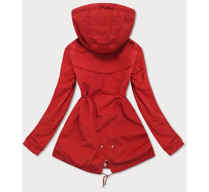 Obojstranná červená-moro dámska bunda parka s kapucňou (XW665X)