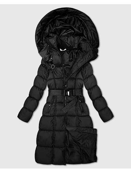 Dlhá hrubá zimná bunda s prúžkom Minority Black (P3-6033-1) Dlhá hrubá zimná bunda s prúžkom Minority Black (P3-6033-1)