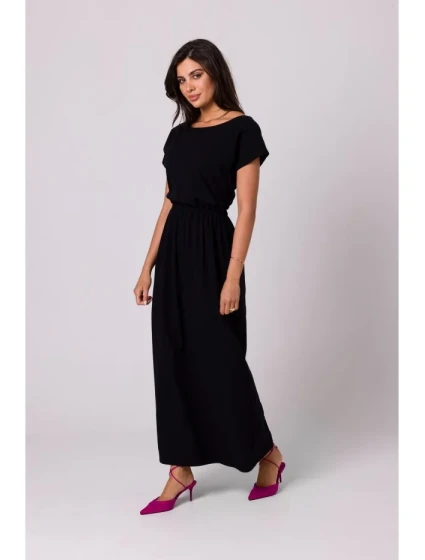model 18407297 Maxi šaty s elastickým pasem černé - BeWear model 18407297 Maxi šaty s elastickým pasem černé - BeWear