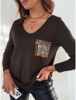 GLAMFOLD dámsky nadrozmerný sveter s potlačou tmavohnedý FashionStreet MY2342 GLAMFOLD dámsky nadrozmerný sveter s potlačou tmavohnedý FashionStreet MY2342