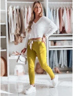 Dámské látkové chinos kalhoty s páskem hořčicové Dstreet model 21986197 - FashionStreet