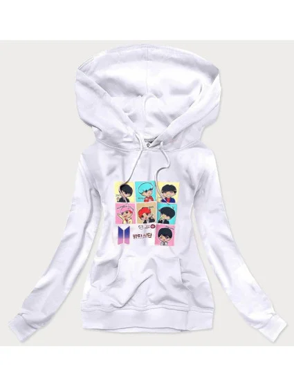 Biela dámska športová mikina s potlačou (N7283)