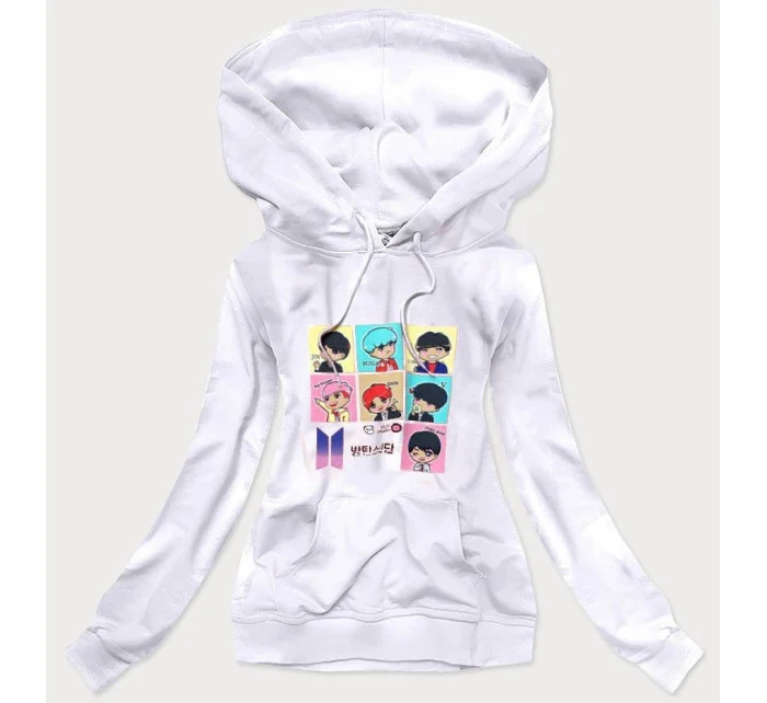 Biela dámska športová mikina s potlačou (N7283)