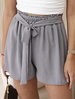 Viskózové šortky viazané v páse sivé