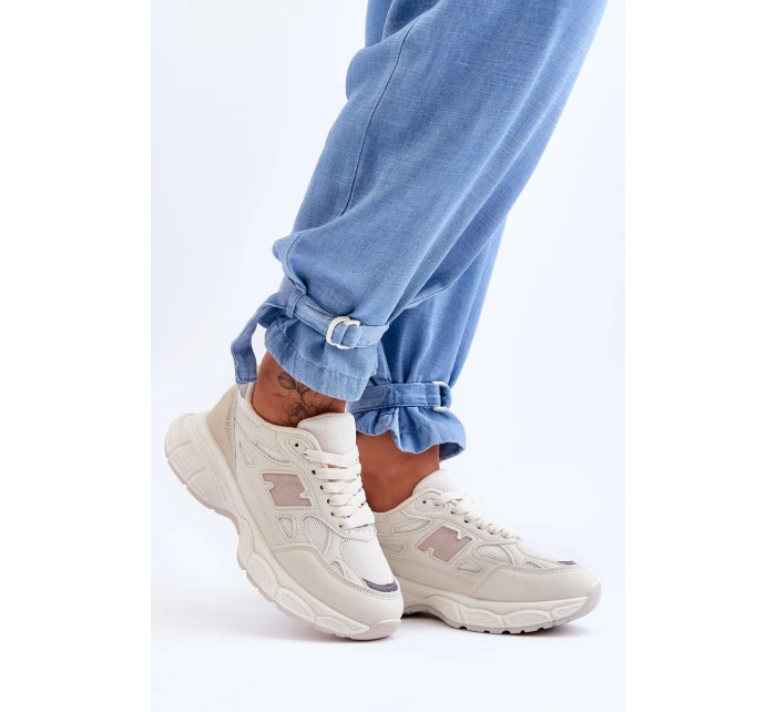 Modne Damskie Buty Sportowe Z Siateczką Beżowe Venice