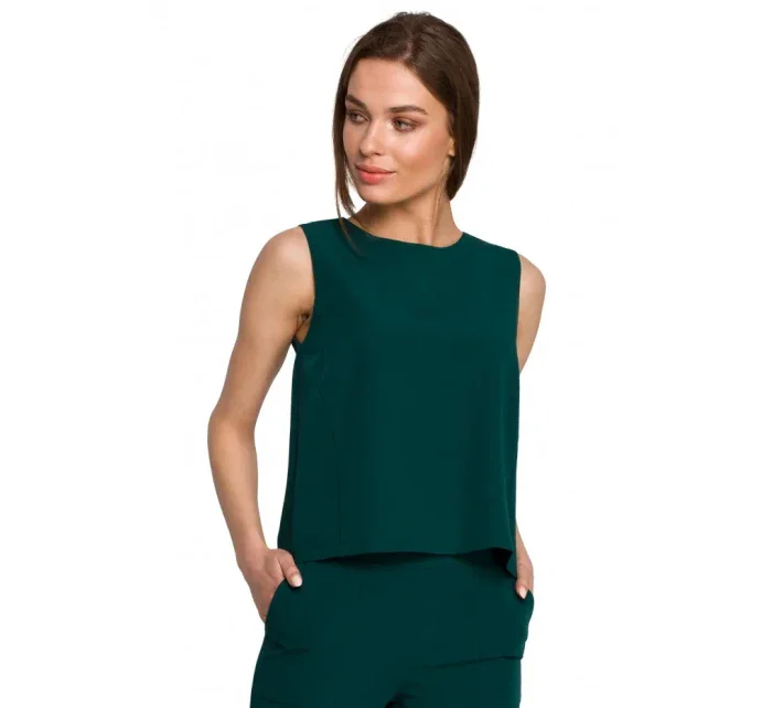 S257 Blúzka bez rukávov - béžová