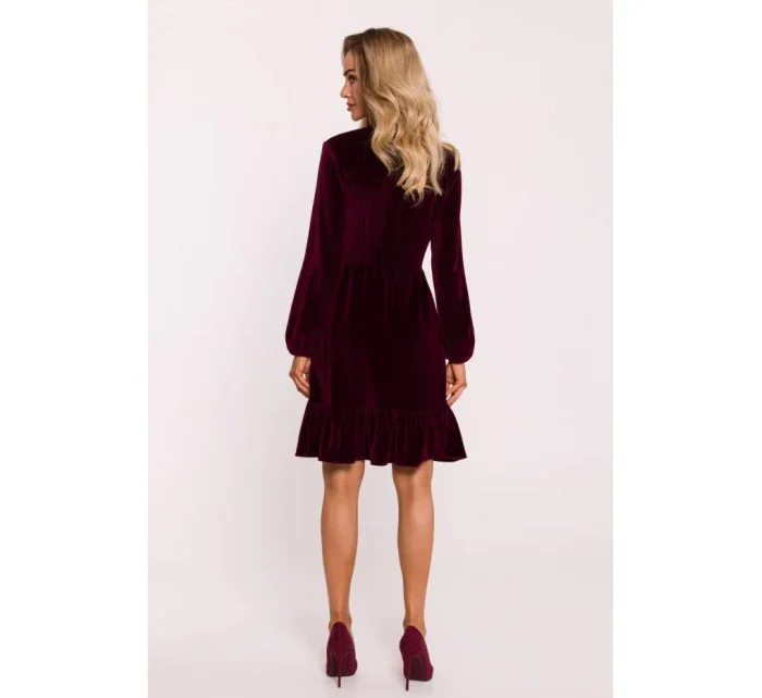 model 21874834 Sametové šaty s výstřihem do V bordó - Moe model 21874834 Sametové šaty s výstřihem do V bordó - Moe