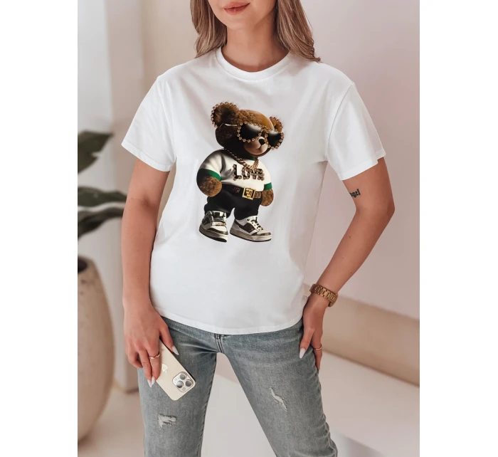 Dámské tričko s medvídkem bílé model 21988859 - Dstreet