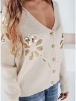 Dámsky sveter KERINDA ecru FashionStreet MY2500 Dámsky sveter KERINDA ecru FashionStreet MY2500