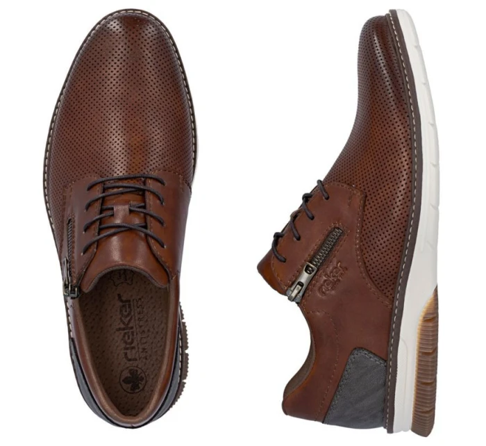 Pánské pohodlné hnědé kožené polobotky model 21906665 - Rieker