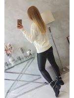 Polovičný rolákový sveter ecru