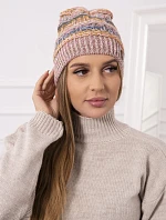 Fleecová čiapka Patrycja K254 pink+cappuccino
