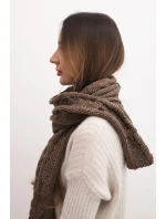Dámsky klasický vlnený šál s vrkočovým vzorom KN22 mocca