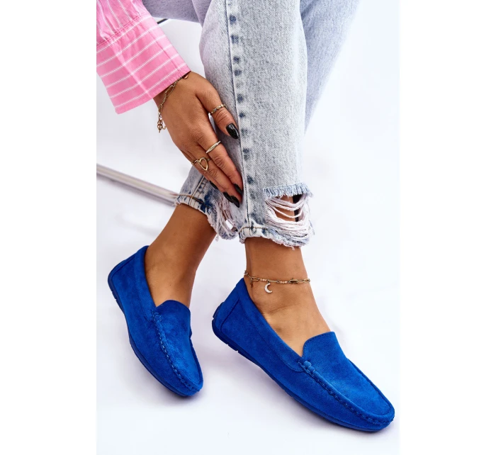Zamszowe Mokasyny Damskie Niebieskie Morreno