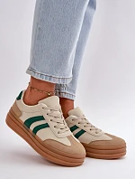 Sneakersy Damskie Na Platformie Beżowo-Zielone Nesonice