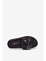 Dámské kožené pantofle s mašlí S.Barski KV61-6061 Černé