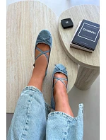 Dámské baleríny s a pásky v džínové barvě model 22309407 - Boto