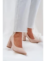 Dámske lodičky na podpätku z ekologického semišu Florena - béžové Dámske lodičky na podpätku z ekologického semišu Florena - béžové