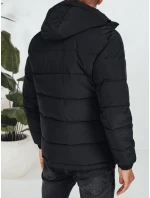 Pánska prešívaná zimná bunda s kapucňou čierna FashionStreet TX5069 Pánska prešívaná zimná bunda s kapucňou čierna FashionStreet TX5069