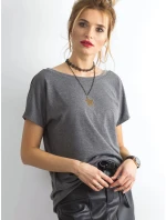 Tshirt basic z dekoltem z Feel Good ciemny szary model 21266686 - Factory Price Tshirt basic z dekoltem z Feel Good ciemny szary model 21266686 - Factory Price