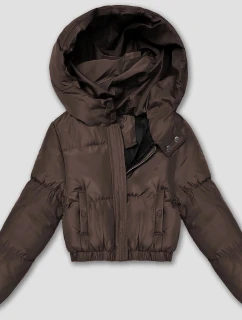 Krátka zimná bunda s kapucňou v čokoládovej farbe J Style (5M3360-158)