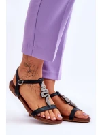 Kožené sandály s ozdobným Černá model 21619057 - S.Barski Kožené sandály s ozdobným Černá model 21619057 - S.Barski