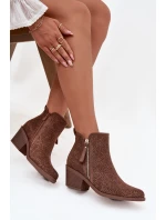 Dámské boty na podpatku model 21713523 hnědé - S.Barski