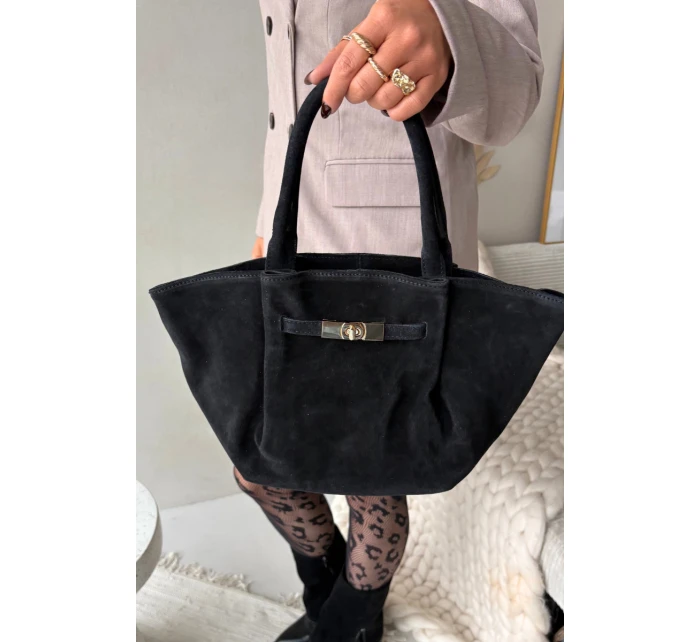 Kožená semišová kabelka Černá Orselle Kožená semišová kabelka Černá Orselle