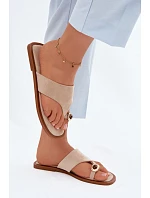 Dámské ploché žabky s ozdobným detailem Béžové Fedira