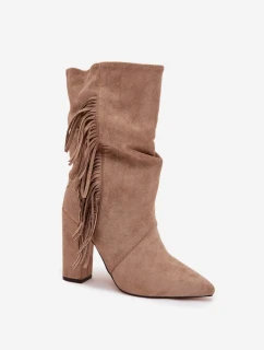 Dámska zateplená členková obuv s lemovanou pätou a remienkom Darlina - béžová