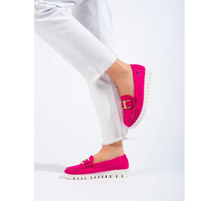 Pekné dámske ružové mokasíny bez podpätku Pekné dámske ružové mokasíny bez podpätku