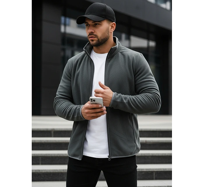 Pánska tmavosivá mikina na zips FashionStreet BX4772