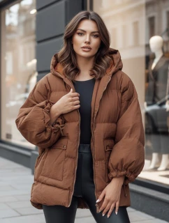 Dámska prešívaná bunda s kapucňou PARIMA camel FashionStreet TY4510z