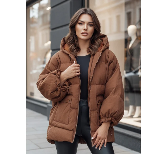 Dámská prošívaná bunda s kapucí camel Dstreet model 21995462 - FashionStreet