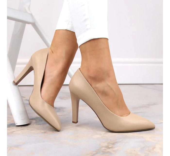 Sergio Leone W SK415B béžové lodičky na podpätku