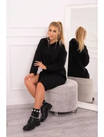 Šaty s kapucňou a bočným rázporkom čierne Šaty s kapucňou a bočným rázporkom čierne