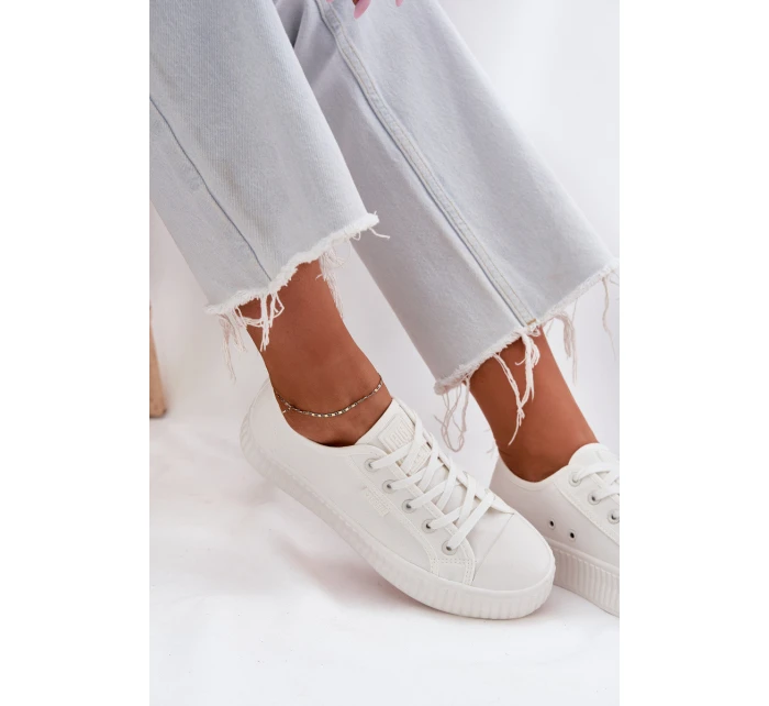 Materiałowe Trampki Damskie Na Platformie Big Star RR274776 Białe