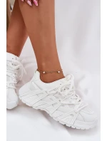 Sneakersy Damskie Z Podwójnym Sznurowaniem Białe Onivetta