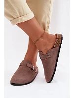 Dámské pantofle s přezkou tmavě béžové Lacey