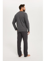 Pánske pyžamo Balmer s dlhým rukávom a dlhými nohavicami - potlač/grafit